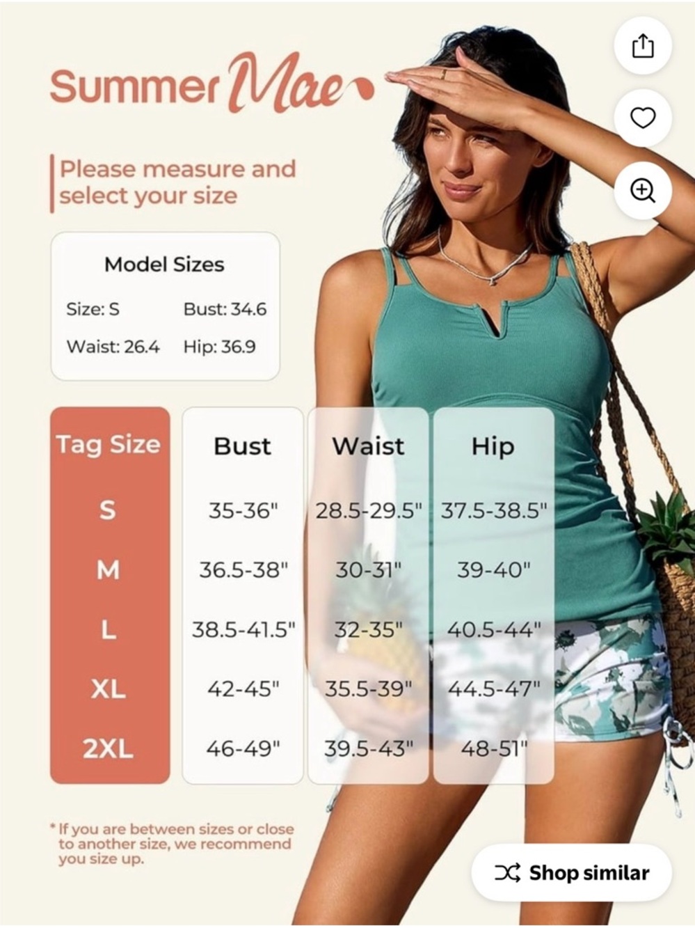 Teal Ribbed Notch-tankini - Picture 4 of 12